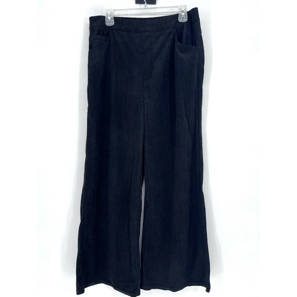 Halara Mid Rise Zipper Pocket Corduroy Casual Pants Womens Navy Blue AuraCord